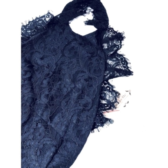 Nanette Lepore Womens Blue Lace Halter Neck Midi Cocktail Party Dress Sz 6 NWT - Picture 3 of 10